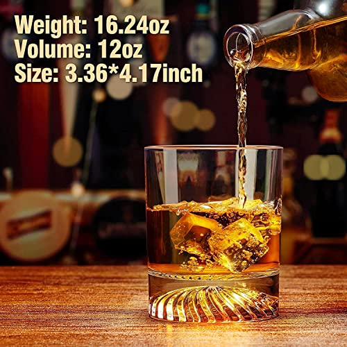 OPAYLY Whiskey Glasses Old Fashioned Glasses Set of 4 12oz Rocks Glasses Gift for Men Women Drinking Bourbon Scotch Cocktails Rum Cognac Vodka at Home Bar - My Kitchen Products