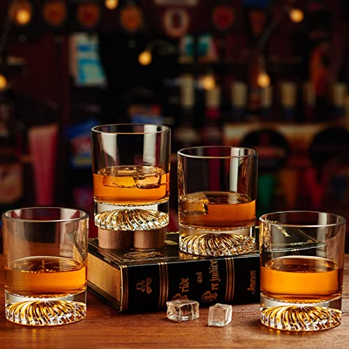 OPAYLY Whiskey Glasses Old Fashioned Glasses Set of 4 12oz Rocks Glasses Gift for Men Women Drinking Bourbon Scotch Cocktails Rum Cognac Vodka at Home Bar - My Kitchen Products