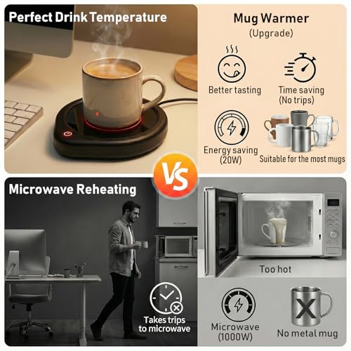 Oracer Coffee Mug Warmer, Cup Warmer for Desk with Auto Shut Off Smart Temperature Settings, Electric Beverage Tea Water Milk Heater for All Cups and Mugs, Heating Plate Candle Wax Warmer - My Kitchen Products