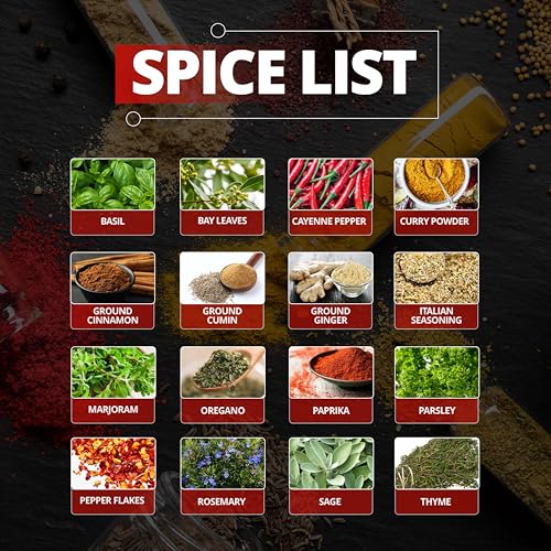 Orii 16 Jar Rotating Bamboo Spice Rack with Spices Included & 5-Year Spice Refill Program – Compact Countertop Spice Rack with Glass Jars - My Kitchen Products
