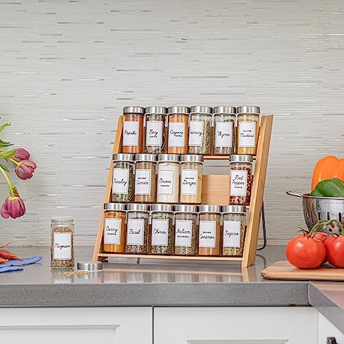 Orii 18 Jar Bamboo Compact Spice Rack with Spices Included & 5-Year Free Spice Refill Program for Countertop or Kitchen Drawer with Glass Jars - My Kitchen Products