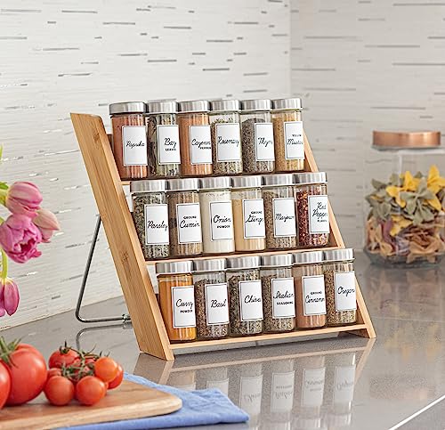 Orii 18 Jar Bamboo Compact Spice Rack with Spices Included & 5-Year Free Spice Refill Program for Countertop or Kitchen Drawer with Glass Jars - My Kitchen Products