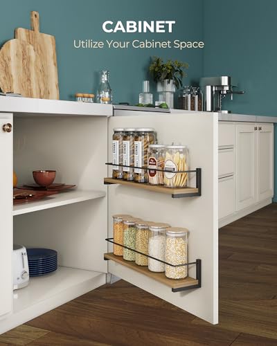 OROPY Spice Rack Wall Mounted, Rustic Wood Hanging Rack for Over The Stove, Kitchen Wall, 4 Pack - My Kitchen Products