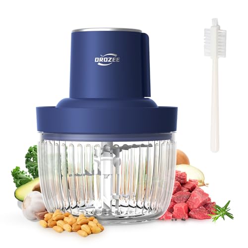 OROZEE Deluxe Food Processor, Electric Food Chopper with 1.8L (8 Cup) Capacity Glass Bowl Powerful 300W Meat Grinder Vegetable Chopper (middle) - My Kitchen Products