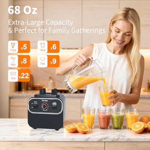 OSTBA 1600W Commercial Professional Blender for Kitchen, Heavy Duty Countertop Smoothie Blender, 68oz Large Capacity, 10-Speed Control, 6-Leaf Blades for Ice Crushing & Frozen Fruit, BPA-Free - My Kitchen Products