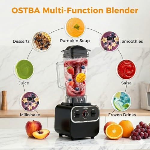 OSTBA 1600W Commercial Professional Blender for Kitchen, Heavy Duty Countertop Smoothie Blender, 68oz Large Capacity, 10-Speed Control, 6-Leaf Blades for Ice Crushing & Frozen Fruit, BPA-Free - My Kitchen Products