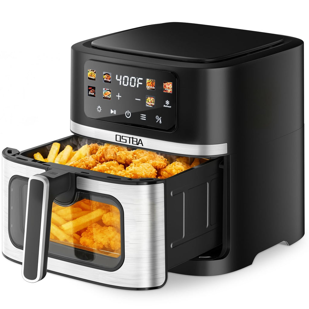 OSTBA 8.5QT Large Air Fryer with Visible Window, 1700W Single Basket Air Fryer, Clear View Nonstick