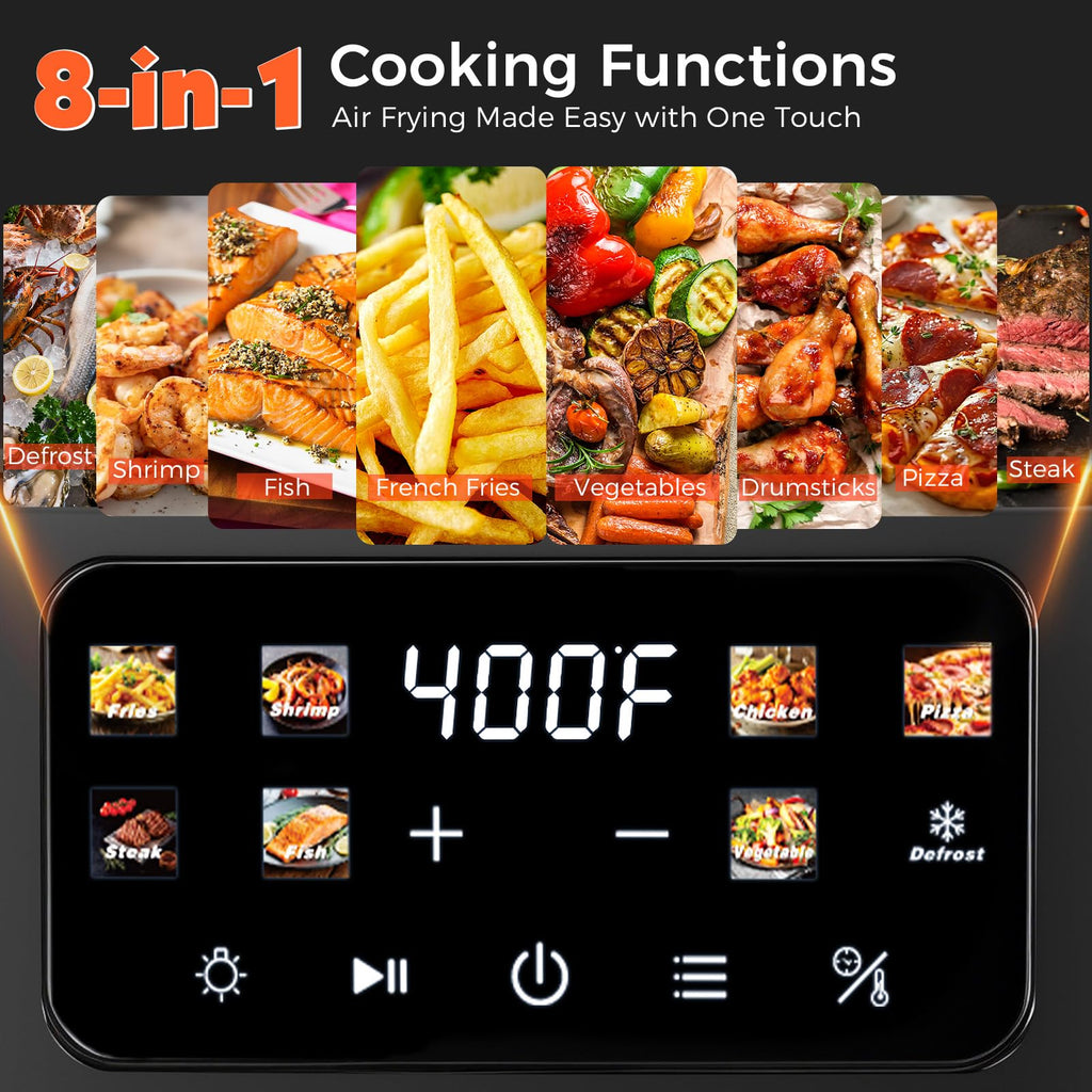 OSTBA 8.5QT Large Air Fryer with Visible Window, 1700W Single Basket Air Fryer, Clear View Nonstick Basket, Digital Touchscreen, 8 Presets, Auto Shutoff, Dishwasher Safe - My Kitchen Products