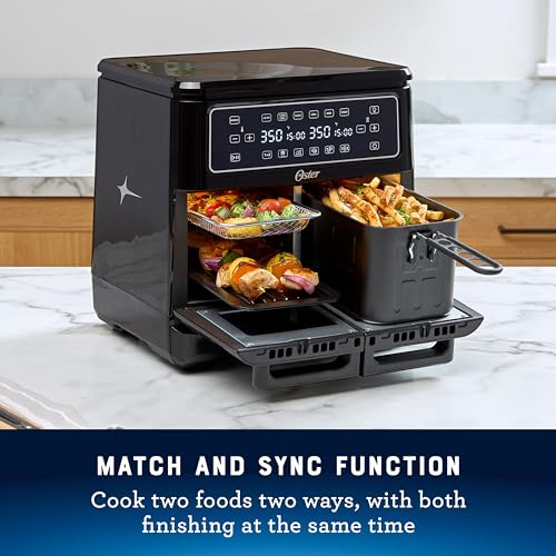 Oster 11-Quart Dual Air Fryer Oven with 2 Cooking Zones, Large Capacity Air Fryer with 6 Cooking Functions & 2 Baskets - My Kitchen Products
