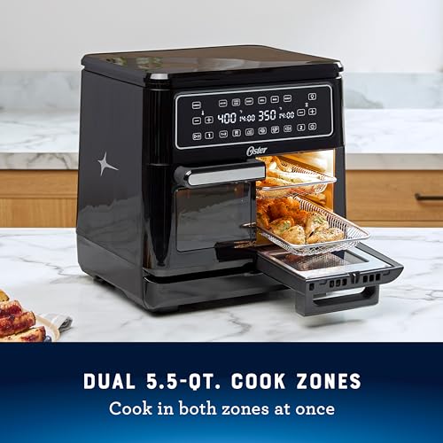 Oster 11-Quart Dual Air Fryer Oven with 2 Cooking Zones, Large Capacity Air Fryer with 6 Cooking Functions & 2 Baskets - My Kitchen Products