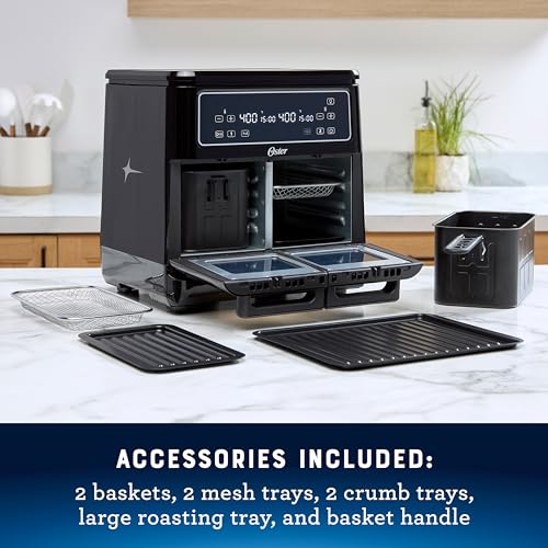 Oster 11-Quart Dual Air Fryer Oven with 2 Cooking Zones, Large Capacity Air Fryer with 6 Cooking Functions & 2 Baskets - My Kitchen Products