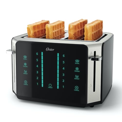 Oster 4-Slice Toaster Touch Screen Stainless Steel Digital Timer 6 Shade Settings Easy to Clean Removable Crumb Tray - My Kitchen Products