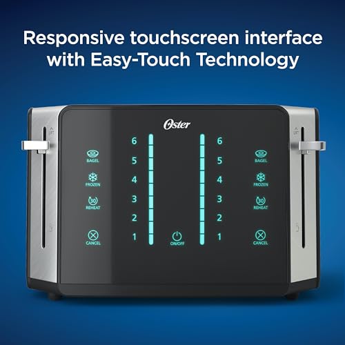 Oster 4-Slice Toaster Touch Screen Stainless Steel Digital Timer 6 Shade Settings Easy to Clean Removable Crumb Tray - My Kitchen Products