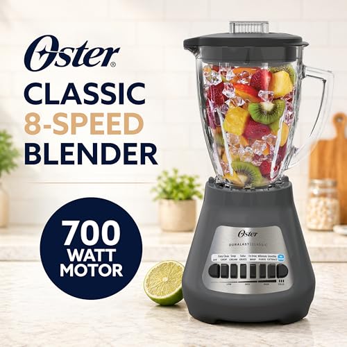 Oster® Classic Series 8-Speed Blender with 6-Cup Glass Jar, Gray - My Kitchen Products