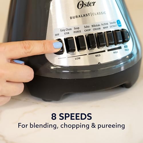 Oster® Classic Series 8-Speed Blender with 6-Cup Glass Jar, Gray - My Kitchen Products