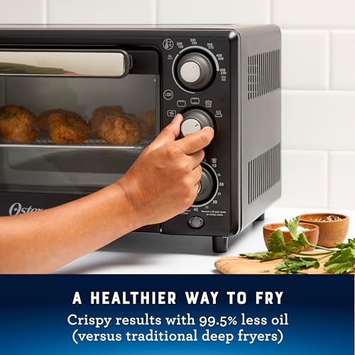Oster® Compact Air Fryer Toaster Oven. Convection Countertop Pizza Oven, 4-Slice Toaster with 5 Cooking Functions – Air Fry, Bake, Toast, Broil, and Warm - My Kitchen Products
