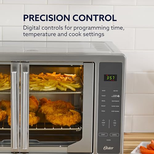 Oster Extra Large 42L French Door Countertop Toaster Oven, 10-in-1 Air Fryer Oven, with Air Fry Rack, Wire Rack, Baking Pan and Crumb Tray, Stainless Steel - My Kitchen Products
