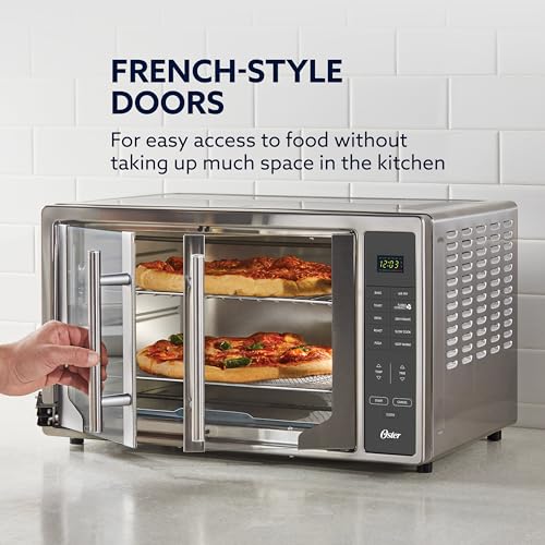 Oster Extra Large 42L French Door Countertop Toaster Oven, 10-in-1 Air Fryer Oven, with Air Fry Rack, Wire Rack, Baking Pan and Crumb Tray, Stainless Steel - My Kitchen Products