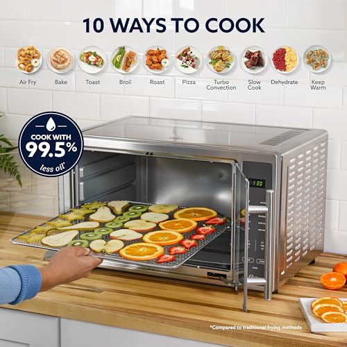 Oster Extra Large 42L French Door Countertop Toaster Oven, 10-in-1 Air Fryer Oven, with Air Fry Rack, Wire Rack, Baking Pan and Crumb Tray, Stainless Steel - My Kitchen Products