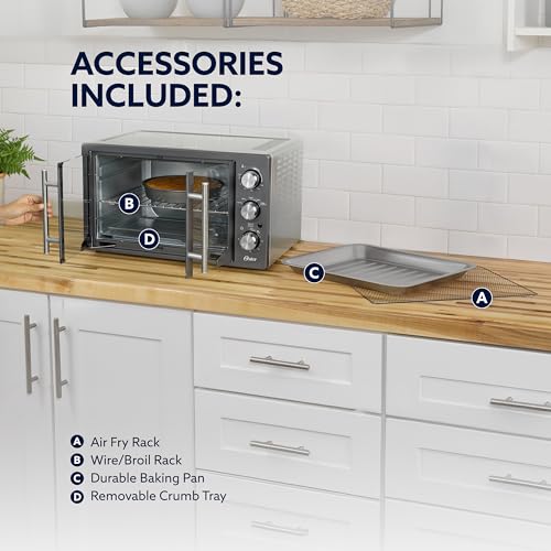 Oster Extra-Large 42L French Door Countertop Toaster Oven, 6-in-1 Air Fryer Oven with Air Fry Rack, Wire Rack, Baking Pan and Crumb Tray, Stainless Steel - My Kitchen Products