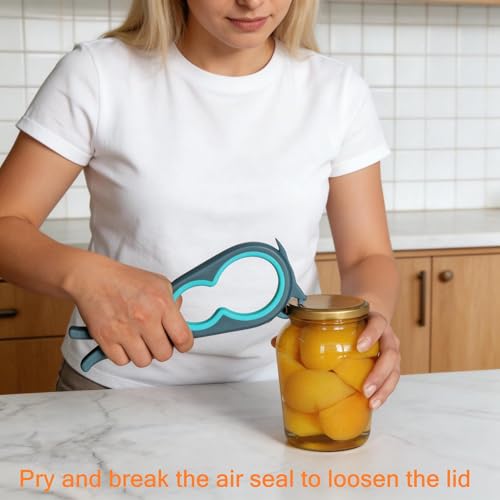 Otstar Jar Opener Bottle Opener and Can Opener for Weak hands, Seniors with Arthritis and Anyone with Low Strength, Mutil Jar Opener Get Lids Off Easily (Blue and Grey) - My Kitchen Products