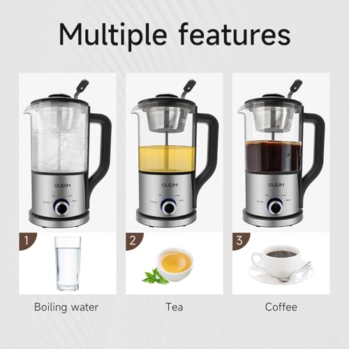 oudim Drip Electric Coffee Maker and Electric Kettle, 600 Watts, 1.2L, BPA-Free, Glass and Stainless Steel, Tea Kettle - My Kitchen Products