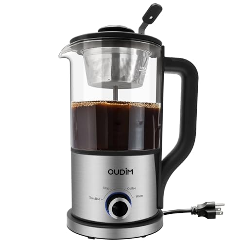 oudim Drip Electric Coffee Maker and Electric Kettle, 600 Watts, 1.2L, BPA-Free, Glass and Stainless Steel, Tea Kettle - My Kitchen Products