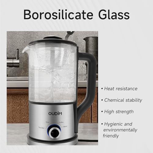 oudim Drip Electric Coffee Maker and Electric Kettle, 600 Watts, 1.2L, BPA-Free, Glass and Stainless Steel, Tea Kettle - My Kitchen Products