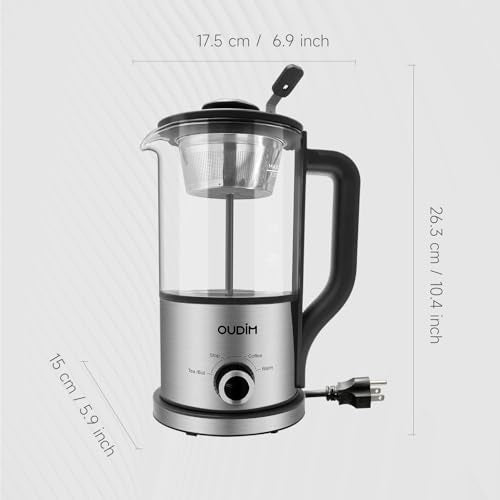 oudim Drip Electric Coffee Maker and Electric Kettle, 600 Watts, 1.2L, BPA-Free, Glass and Stainless Steel, Tea Kettle - My Kitchen Products