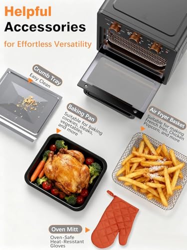 OUNIN Air Fryer Toaster Oven with Steam Infusion, 12L Compact Countertop Oven, 6-in-1 Stainless Steel Combo Bakes, Broils, Grills & Warms, Fast Preheat, 60-Minute Timer – Small Kitchen Friendly - My Kitchen Products