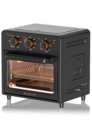 OUNIN Air Fryer Toaster Oven with Steam Infusion, 12L Compact Countertop Oven, 6-in-1 Stainless Steel Combo Bakes, Broils, Grills & Warms, Fast Preheat, 60-Minute Timer – Small Kitchen Friendly - My Kitchen Products