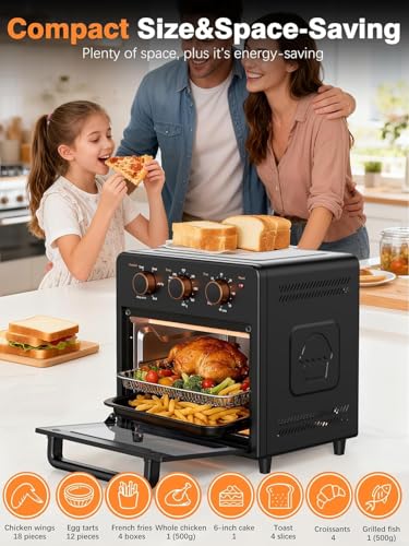 OUNIN Air Fryer Toaster Oven with Steam Infusion, 12L Compact Countertop Oven, 6-in-1 Stainless Steel Combo Bakes, Broils, Grills & Warms, Fast Preheat, 60-Minute Timer – Small Kitchen Friendly - My Kitchen Products