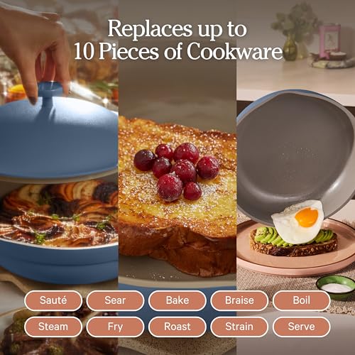 Our Place Always Pan 2.0-10.5” (2.6 Qt) Nonstick, Toxin-Free Ceramic Cookware | Patented 10-in-1 Aluminum Frying & Sauté Pan | Safe for Oven, Induction & All Cooktops up to 450°F | Blue Salt - My Kitchen Products