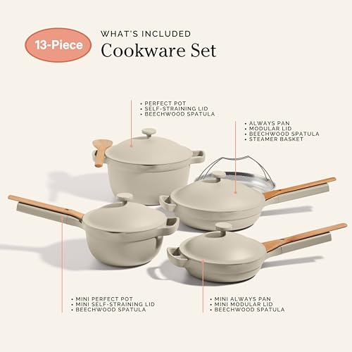 Our Place Cookware Set - 13-Piece Kit Including the Always Pan, Perfect Pot and Spatulas | Multifunctional, Toxin-Free Nonstick | Heat Safe up to 450°F | Oven, Stove, Induction Compatible | Steam - My Kitchen Products