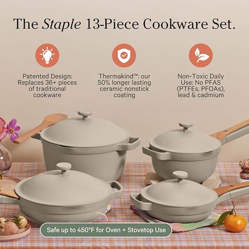 Our Place Cookware Set - 13-Piece Kit Including the Always Pan, Perfect Pot and Spatulas | Multifunctional, Toxin-Free Nonstick | Heat Safe up to 450°F | Oven, Stove, Induction Compatible | Steam - My Kitchen Products