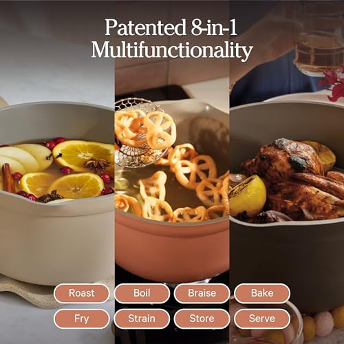 Our Place Perfect Pot | 5.5 Qt Ceramic Pot with Lid & Spatula | Patented 8-in-1, PFAS-Free Nonstick, Non-Toxic Cookware | Induction & Oven-Safe up to 450°F | Blue Salt - My Kitchen Products