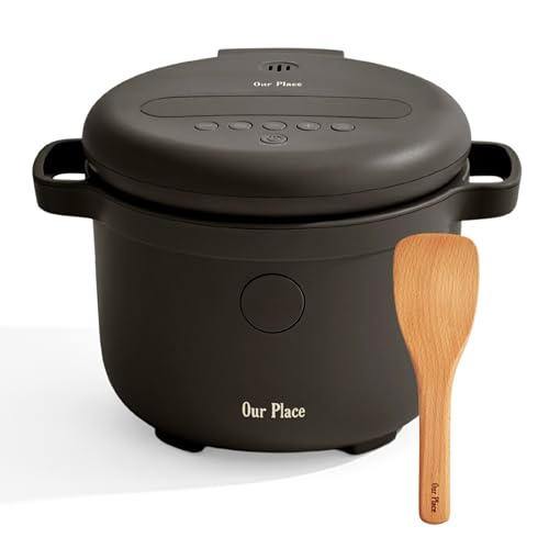 Our Place Rice Cooker | Compact Rice Cooker 3-Cup Uncooked / 6-Cup Cooked with Ceramic Nonstick Inner Pot | Fuzzy Logic Multi-Cooker for White & Brown Rice, Oatmeal & Grains | Delay Timer & Auto Keep Warm | Char - My Kitchen Products
