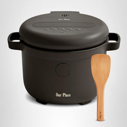 Our Place Rice Cooker | Compact Rice Cooker 3-Cup Uncooked / 6-Cup Cooked with Ceramic Nonstick Inner Pot | Fuzzy Logic Multi-Cooker for White & Brown Rice, Oatmeal & Grains | Delay Timer & Auto Keep Warm | Char - My Kitchen Products