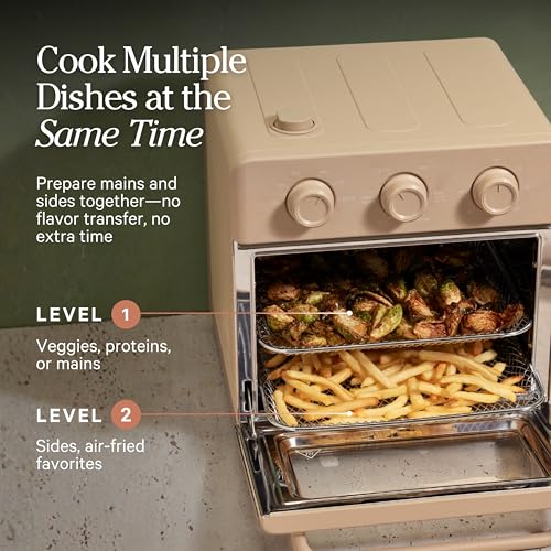 Our Place Wonder Oven | 6-in-1 Stainless Steel Air Fryer Toaster Oven Combo with Basket, Rack, Pan & Tray | Compact 13 QT Countertop Capacity - Toast, Roast, Bake, Reheat, Broil & Steam | Char - My Kitchen Products