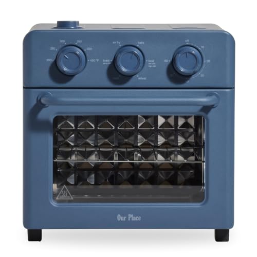 Our Place Wonder Oven | 6-in-1 Stainless Steel Air Fryer Toaster Oven Combo with Basket, Rack, Pan & Tray | Compact 13 QT Countertop Capacity - Toast, Roast, Bake, Reheat, Broil & Steam | Blue Salt - My Kitchen Products