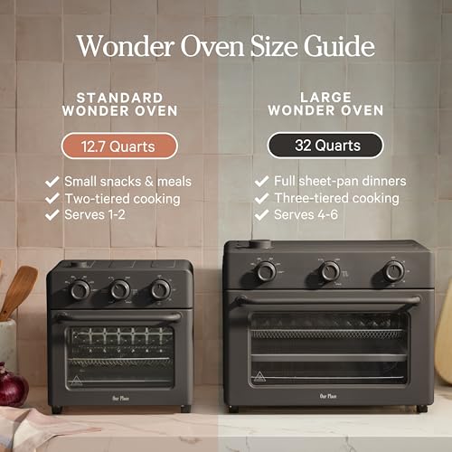 Our Place Wonder Oven | 6-in-1 Stainless Steel Air Fryer Toaster Oven Combo with Basket, Rack, Pan & Tray | Compact 13 QT Countertop Capacity - Toast, Roast, Bake, Reheat, Broil & Steam | Char - My Kitchen Products
