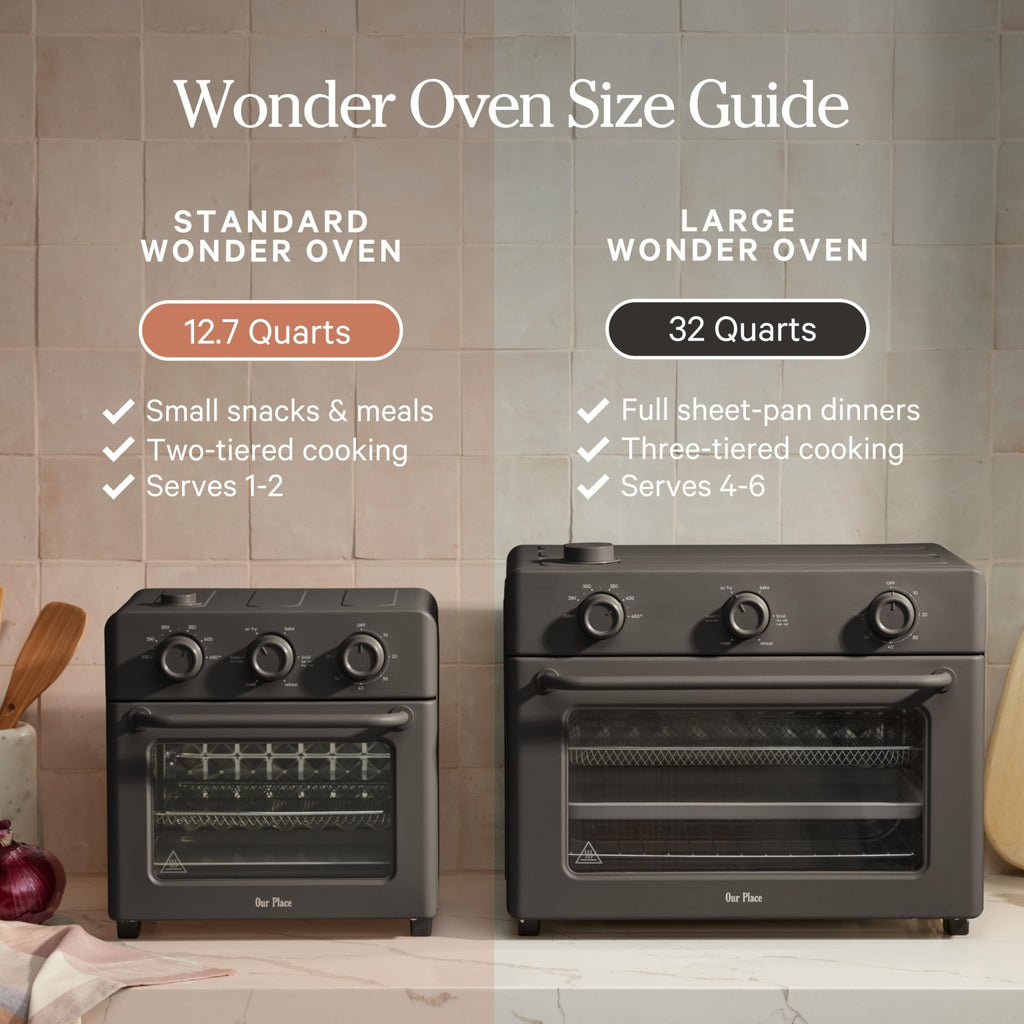 Our Place Wonder Oven | 6-in-1 Stainless Steel Air Fryer Toaster Oven Combo with Basket, Rack, Pan & Tray | Compact 13 QT Countertop Capacity - Toast, Roast, Bake, Reheat, Broil & Steam | Steam - My Kitchen Products