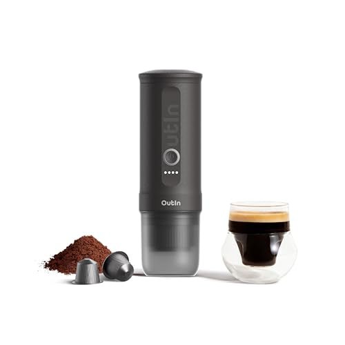 OutIn Nano Portable Electric Espresso Machine, Travel Coffee Maker for Camping, Car Coffee Maker Self-Heating with USB-C, With Ground Coffee & NS Capsule for RV, Hiking, Office - My Kitchen Products