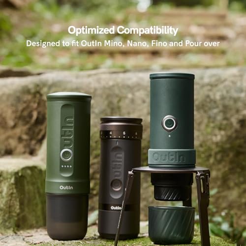 OutIn Ultra-Portable Foldable Coffee Stand with Carabiner, Stable Portable Espresso Machine Holder, Aluminum Unibody Design, Clip-On Carabiner for Easy Carrying, Fit Mino, Nano - My Kitchen Products