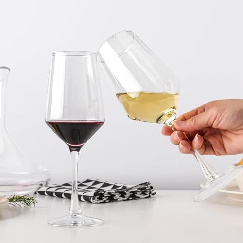 OUWO Wine Glasses Set of 4, 13.5oz Red White Wine Glasses,Lead-free Long Stem Wine Glasses for Home, Party, Wedding, Ideal Wine Accessories Gift,Clear - My Kitchen Products
