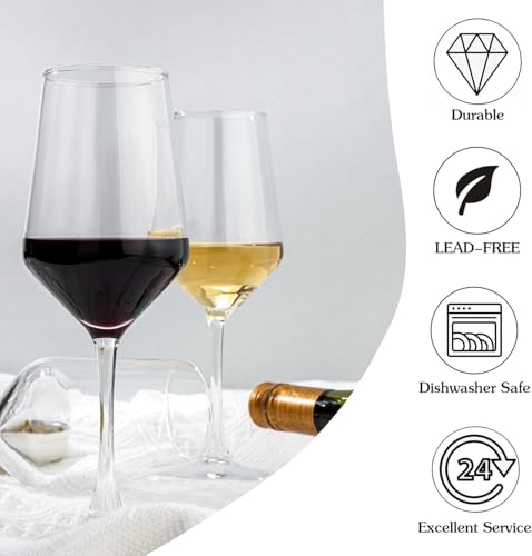 OUWO Wine Glasses Set of 4, 13.5oz Red White Wine Glasses,Lead-free Long Stem Wine Glasses for Home, Party, Wedding, Ideal Wine Accessories Gift,Clear - My Kitchen Products