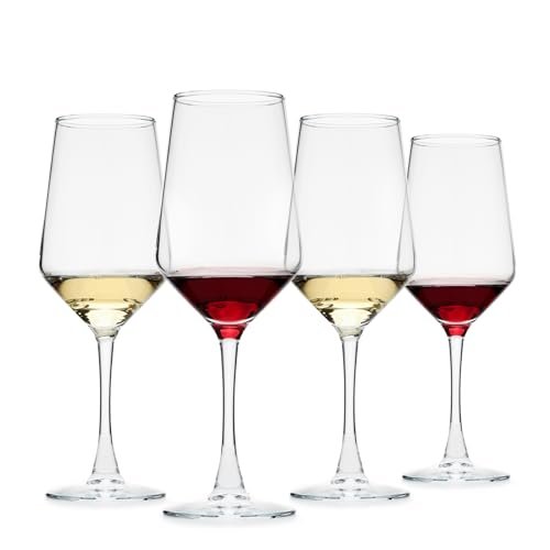 OUWO Wine Glasses Set of 4, 13.5oz Red White Wine Glasses,Lead-free Long Stem Wine Glasses for Home, Party