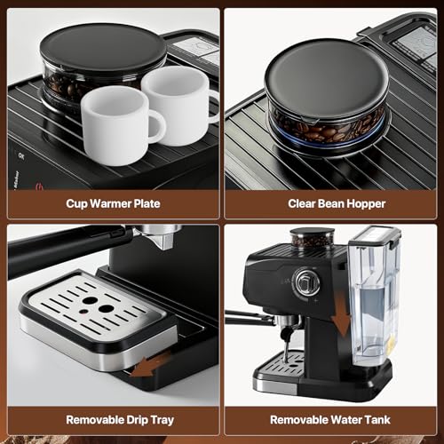 oveisn Espresso Machine Professional Home Espresso Maker Espresso Coffee Fast Heating for Cappuccino/Latte Coffee Machine for Home, Office for Latte Cappuccino-Black - My Kitchen Products