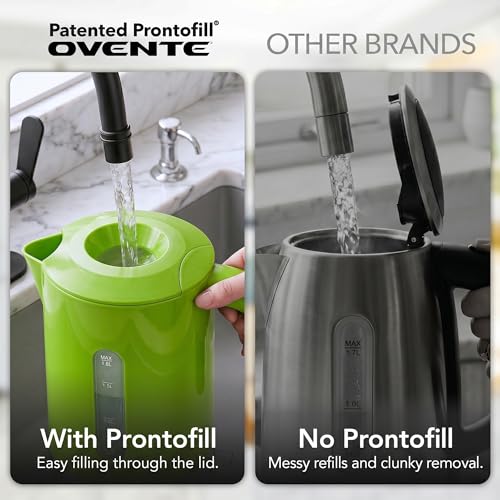 OVENTE 1.8L Electric Kettle, 1500W Fast Boiling Heater for Coffee or Tea, BPA Free, Easy to Fill Lid, Water Level Window, Auto Shut-Off, Boil-Dry Protection and Removable Filter, Green KP413G - My Kitchen Products