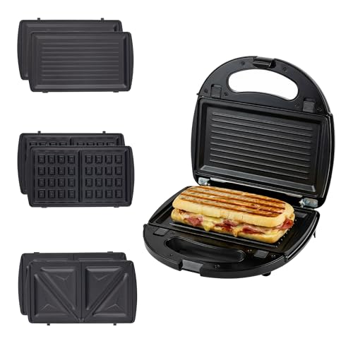 OVENTE 3 in 1 Electric Sandwich Maker, Panini Press Grill and Waffle Iron Set with Removable Non-Stick Plates, Perfect for Cooking Grilled Cheese, Tuna Melts, Burgers, Steaks and Snacks, Black GPI302B - My Kitchen Products